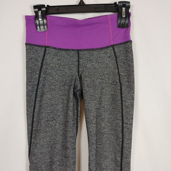 Lululemon Women’s Split Calf Leg Crop Capri Yoga Pants Size 4 Gather And Crow Gr - Picture 3 of 8
